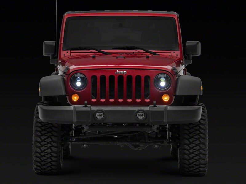 Raxiom for 2007-2018 Jeep Wrangler JK Axial Series DB2 LED Headlights- Black Housing- Clear Lens - Image 8