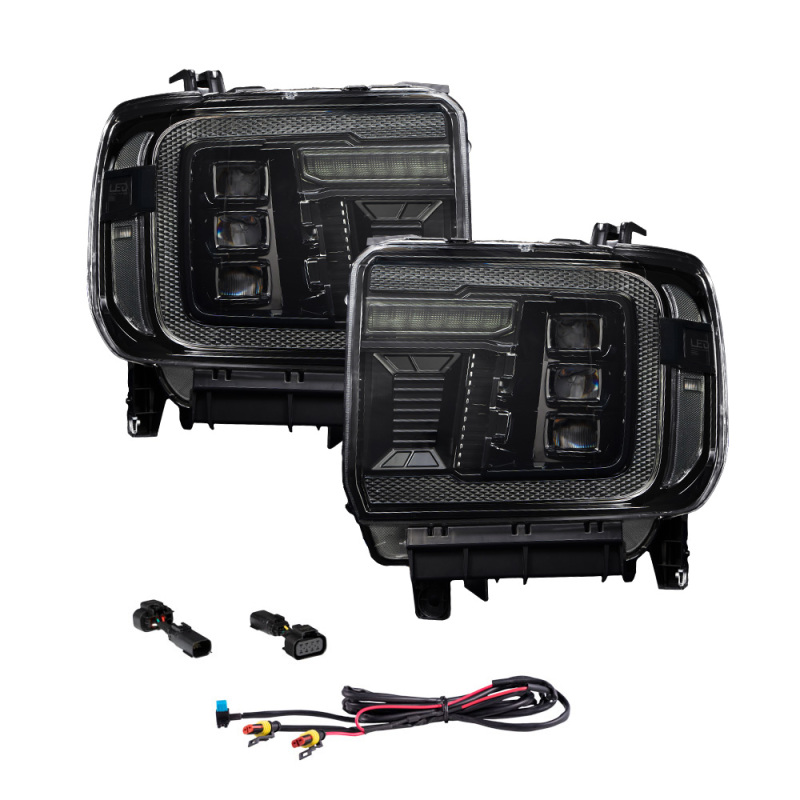 Form Lighting 2014+ GMC Sierra 1500/2500/3500 LED Projector Headlights Amber DRL (Pair) - Image 6