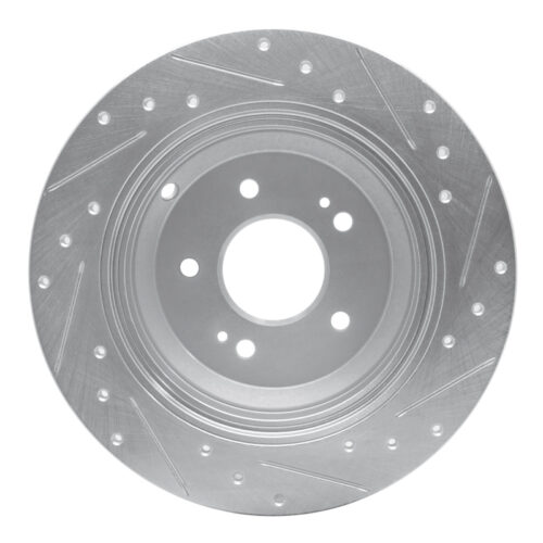 R1 Concepts for 18-23 Genesis G70 Rear Left Drilled & Slotted Silver Brake Rotor - Image 5