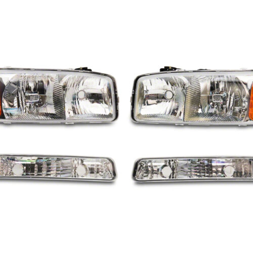 Raxiom for 1999-2006 GMC Sierra 1500 Axial Series OEM Crystal Rep Headlights- Chrome Housing (Clear Lens)
