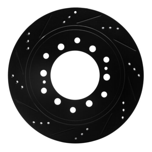 R1 Concepts for 2010-2024 Lexus GX460 Rear Left Drilled & Slotted Black Brake Rotor