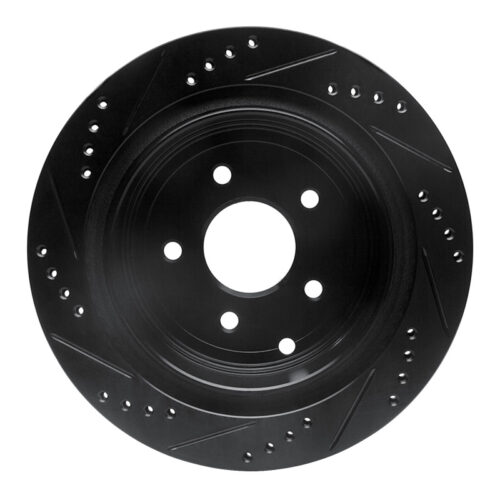 R1 Concepts for 2003-2024 Infiniti FX37 Rear Right Drilled & Slotted Black Brake Rotor - Image 5