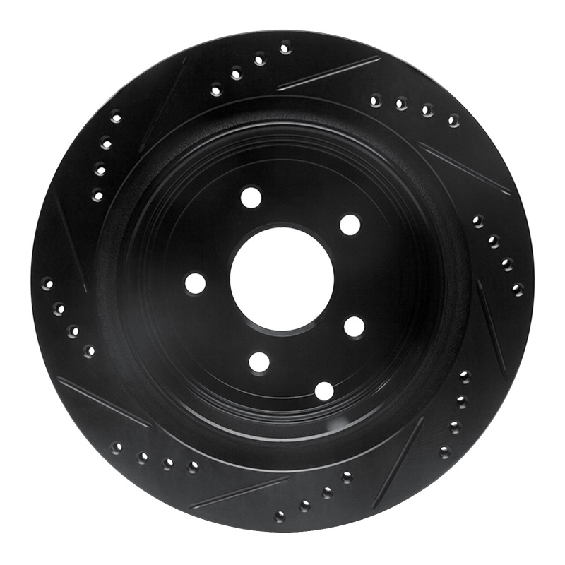 R1 Concepts for 2003-2024 Infiniti FX37 Rear Right Drilled & Slotted Black Brake Rotor - Image 5