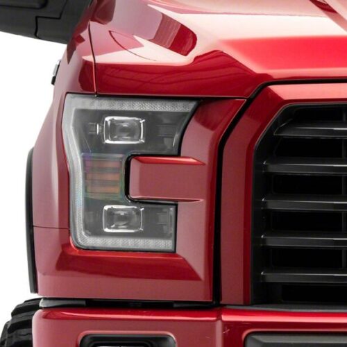 Raxiom for 2015-2017 Ford F-150 LED Projector Headlights with LED Amber DRL- Black Housing- Clear Lens - Image 6