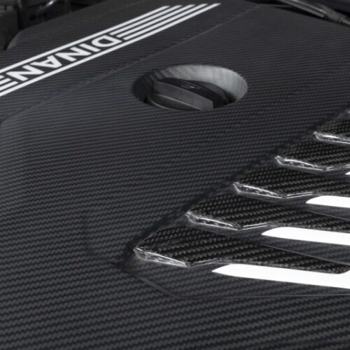 Alternative view of Dinan for 19-26 BMW B58D (G01/G02/G20/G22/G23/G26/G42) Matte Carbon Fiber Engine Cover w/Gloss Accents