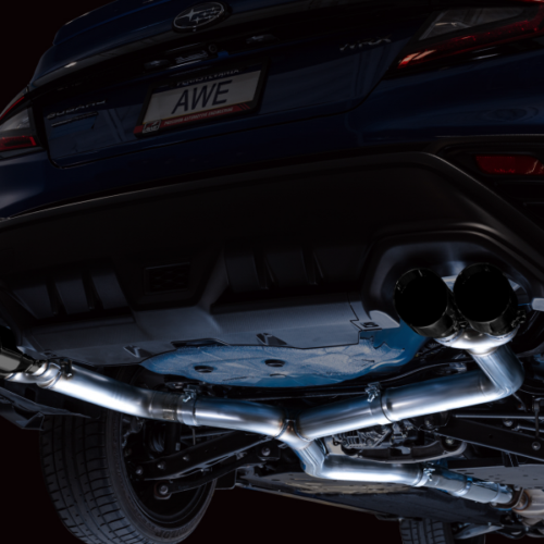 Alternative view of AWE Tuning 2022+ VB Subaru WRX Track Edition Exhaust - Diamond Black Tips