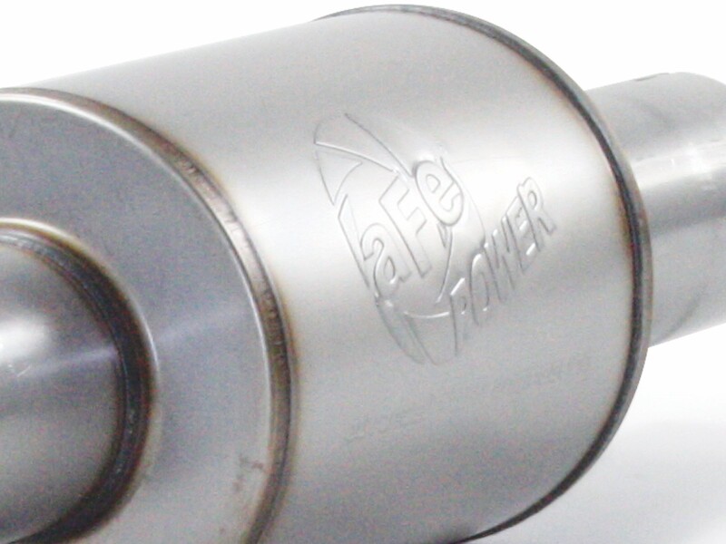 aFe Power Atlas Exhausts Mufflers Al Steel EXH Muffler 4 ID In/Out 8 Dia x 12L AL - Image 4