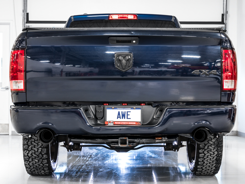 AWE Tuning Cat-Back Exhaust - Diamond Black Tips for 09-18 RAM 1500 5.7L (w/Cutouts) 0FG Dual Rear Exit - Image 4