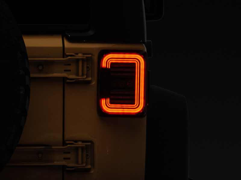 Raxiom for 2007-2018 Jeep Wrangler JK Axial Series LED Halo Tail Lights- Black Housing (Dark Smoked Lens) - Image 8