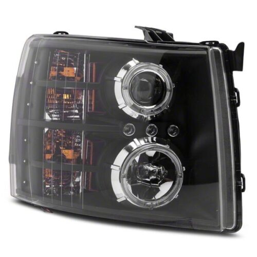 Raxiom for 2007-2013 Chevrolet Silverado 1500 LED Halo Projector Headlights- Black Housing- Clear Lens - Image 4