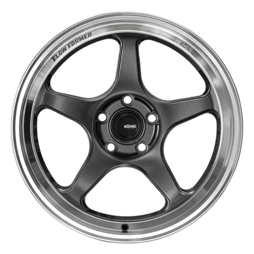 Konig Hyperspec 18x8.5 5X114.3 ET35 Anthracite Metallic Wheel w/ Mirror Machined Lip