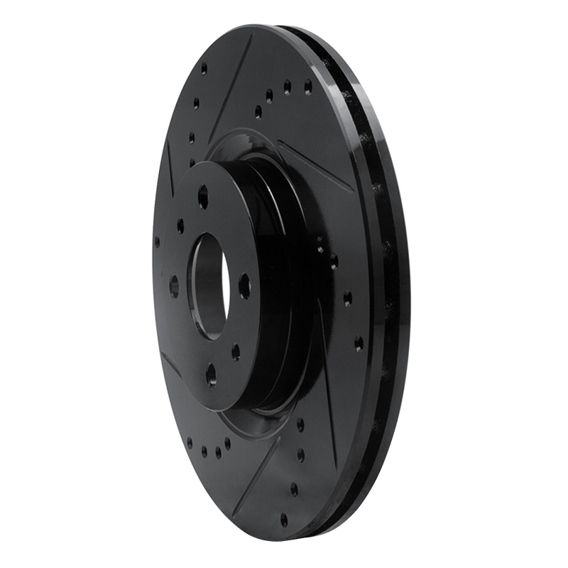 R1 Concepts for 2012-2019 Fiat 500E Front Left Drilled & Slotted Black Brake Rotor - Image 2