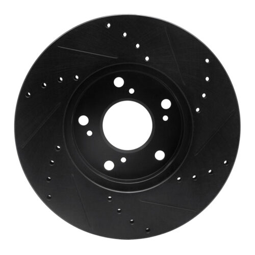 R1 Concepts for 06-15 Honda Civic Front Left Drilled & Slotted Black Brake Rotor - Image 5