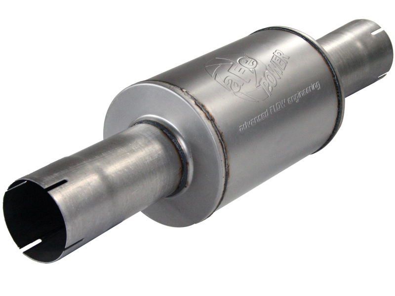 aFe Power Atlas Exhausts Mufflers Al Steel EXH Muffler 4 ID In/Out 8 Dia x 12L AL - Image 3