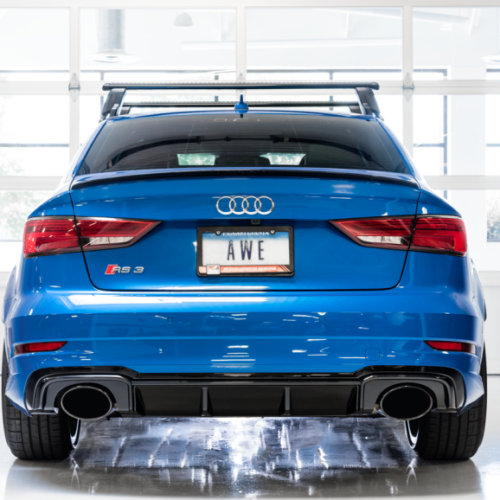 AWE Tuning Track Edition Exhaust - Diamond Black Tips RS-Style Tips for 17-19 Audi RS3 8V