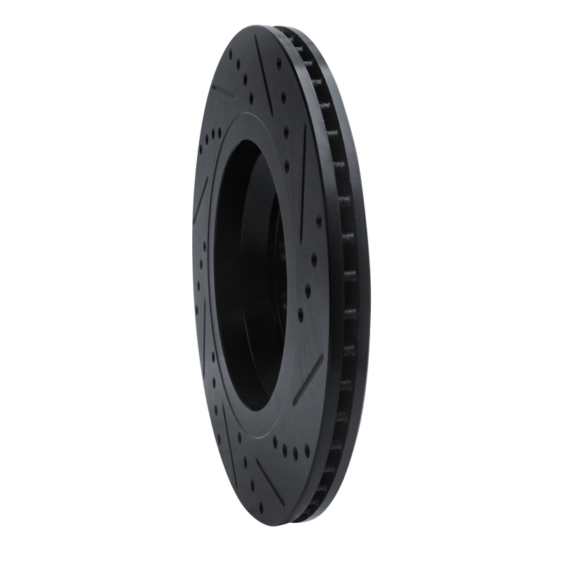R1 Concepts for 15-25 Volkswagen GTI Rear Left Drilled & Slotted Black Brake Rotor - Image 4
