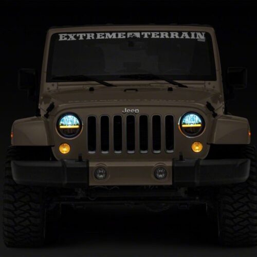 Raxiom for 1997-2018 Jeep Wrangler TJ & JK Axial 7-In LED Headlights w/ DRL - Black Housing (Clear Lens) - Image 7