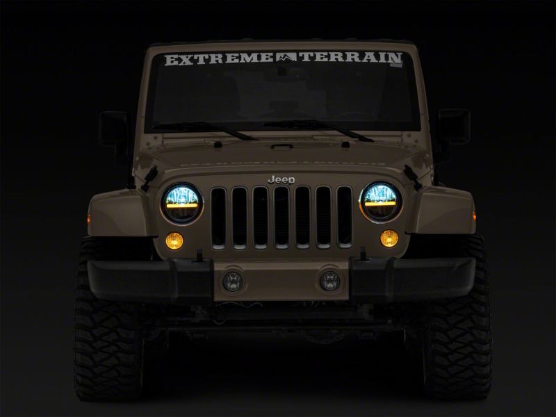 Raxiom for 1997-2018 Jeep Wrangler TJ & JK Axial 7-In LED Headlights w/ DRL - Black Housing (Clear Lens) - Image 7