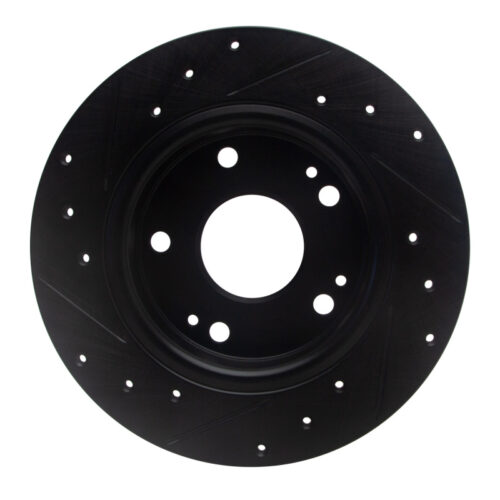 R1 Concepts for 2016-2025 Honda Civic Hatchback Rear Right Drilled & Slotted Black Brake Rotor - Image 5