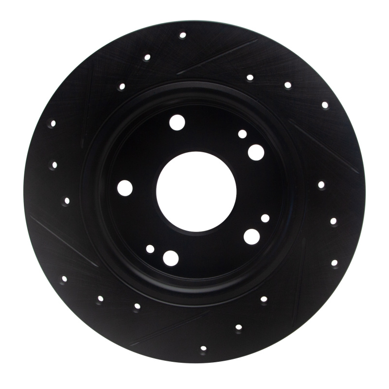 R1 Concepts for 2016-2025 Honda Civic Hatchback Rear Right Drilled & Slotted Black Brake Rotor - Image 5