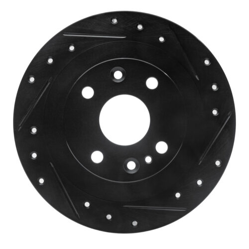 R1 Concepts for 1990-2003 Ford Escort Rear Right Drilled & Slotted Black Brake Rotor