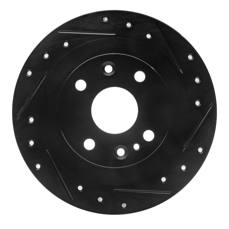 R1 Concepts for 1990-2003 Ford Escort Rear Right Drilled & Slotted Black Brake Rotor
