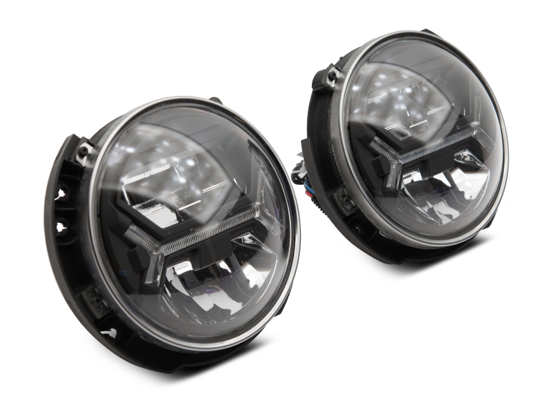 Raxiom for 2007-2018 Jeep Wrangler JK LED Halo Headlights- Black Housing (Clear Lens) - Image 3
