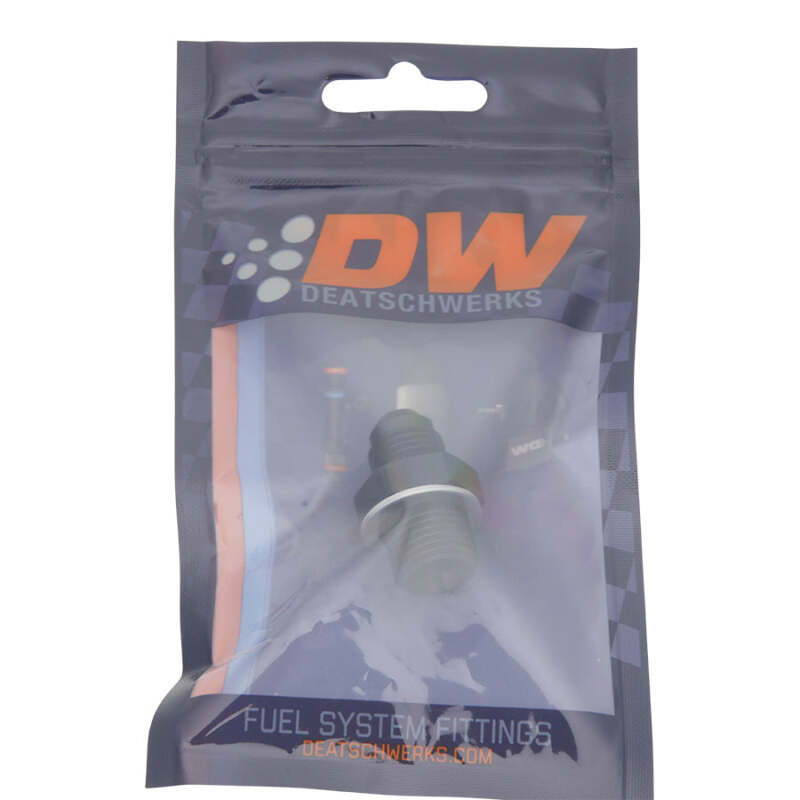 DeatschWerks 6AN Male Flare to M16 X 1.5 Male Metric Adapter (Incl Washer) - Anodized Matte Black - Image 2