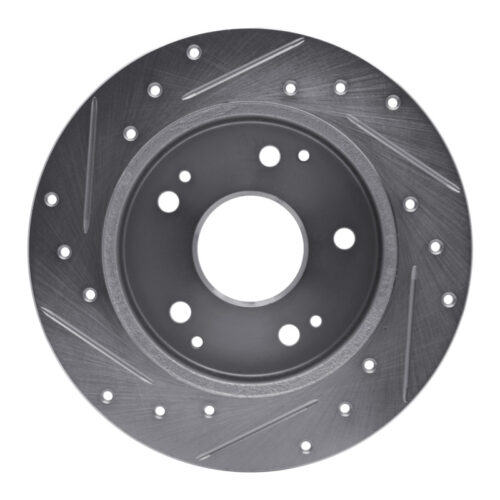 R1 Concepts for 97-01 Acura Integra Rear Right Drilled & Slotted Silver Brake Rotor - Image 5