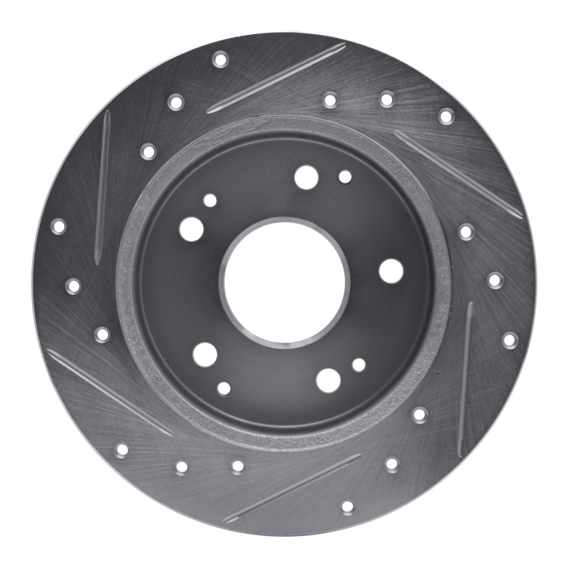 R1 Concepts for 97-01 Acura Integra Rear Right Drilled & Slotted Silver Brake Rotor - Image 5