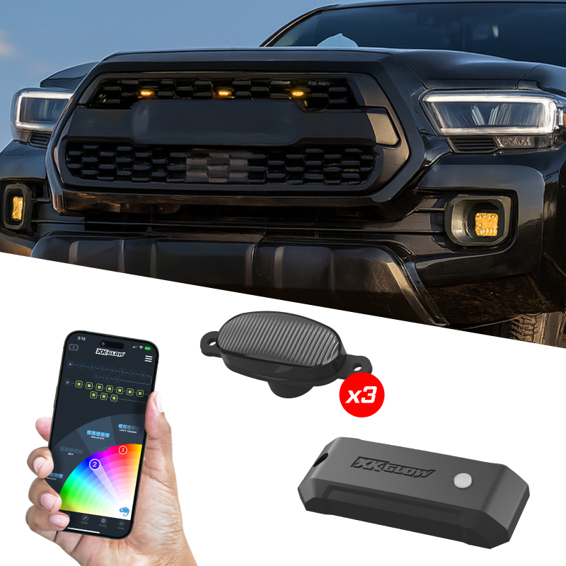 XK Glow XKmax Pre-Runner Style RGBW LED Grill Pods - 3pc