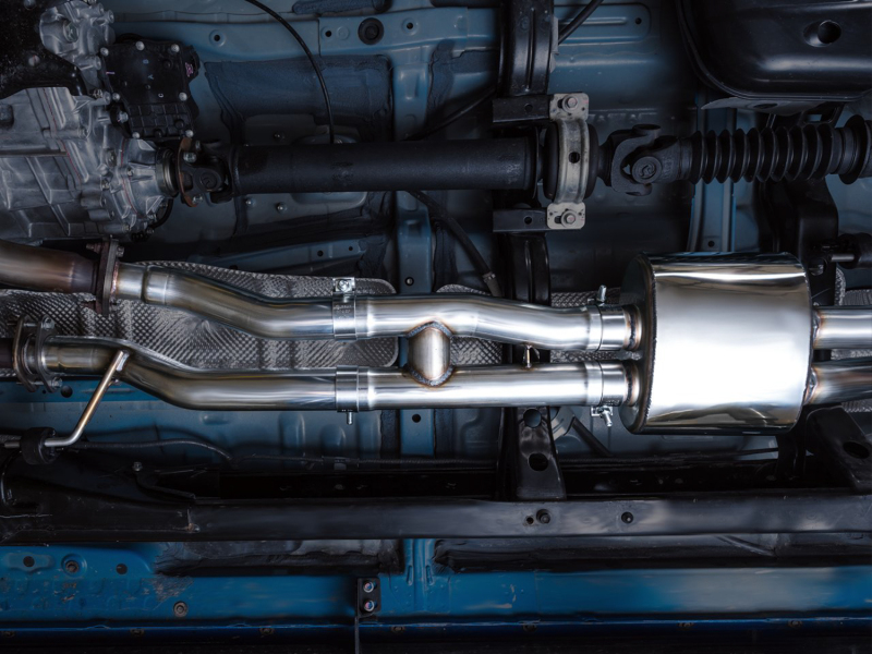 AWE Tuning Cat-Back Exhaust w/ BashGuard - Dual Diamond Black Tips for 16-22 Toyota Tacoma 0FG - Image 4