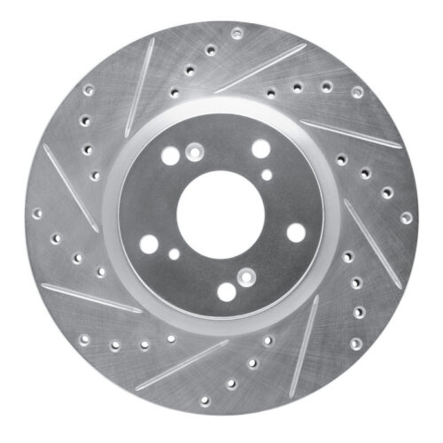 R1 Concepts for 06-15 Honda Civic Si Front Left Drilled & Slotted Silver Brake Rotor