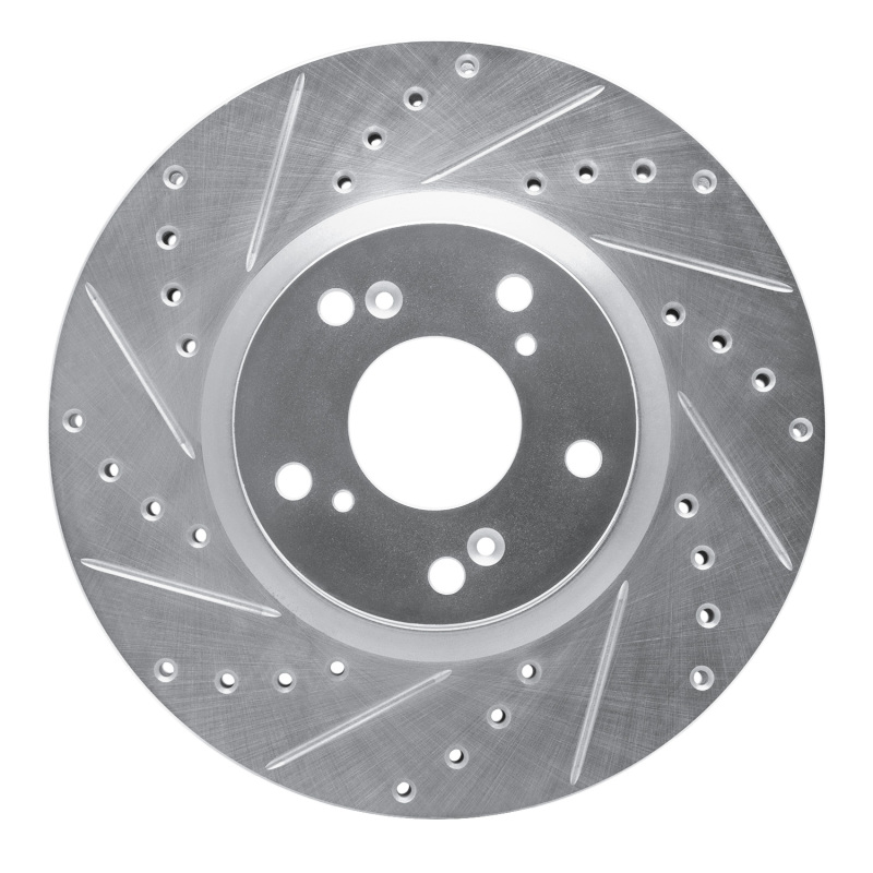 R1 Concepts for 06-15 Honda Civic Si Front Left Drilled & Slotted Silver Brake Rotor