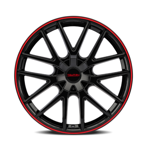 Touren 3260 TR60 16x7 / 5x100/114.3 BP / 42mm Offset / 72.62mm Hub Gloss Black w/ Red Ring Wheel - Image 3
