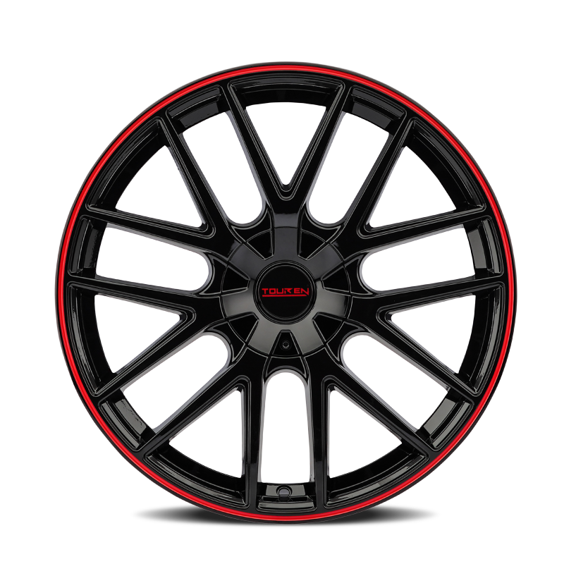 Touren 3260 TR60 18x8 / 5x100/114.3 BP / 40mm Offset / 72.62mm Hub Gloss Black w/ Red Ring Wheel - Image 3
