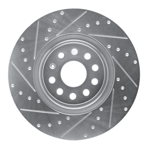 R1 Concepts for 2012-2025 Audi S3 (USA/Canada) Front Left Drilled & Slotted Silver Brake Rotor