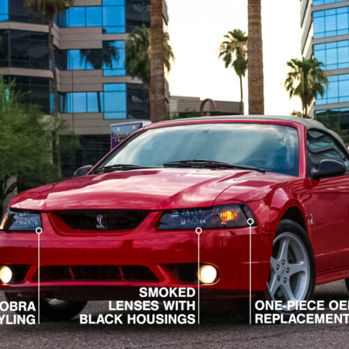 Raxiom for 1999-2004 Ford Mustang Axial Series OE Style Headlights- Black Housing (Smoked Lens) - Image 6