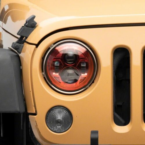 Raxiom for 2007-2018 Jeep Wrangler JK 7-In LED Headlights- Red Housing- Clear Lens - Image 5