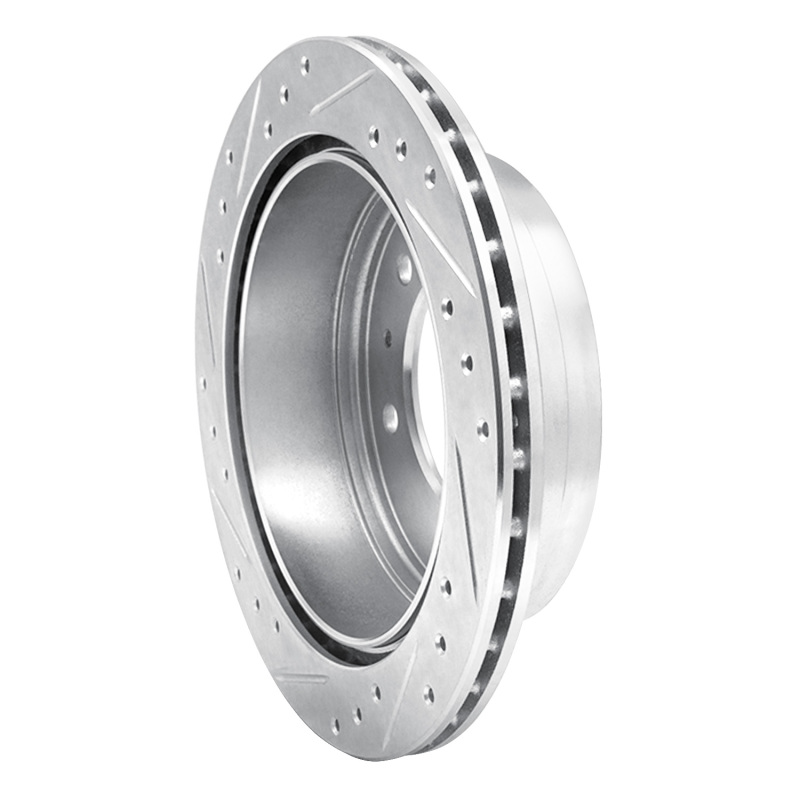 R1 Concepts for 88-95 Nissan Pathfinder Rear Right Drilled & Slotted Silver Brake Rotor - Image 4