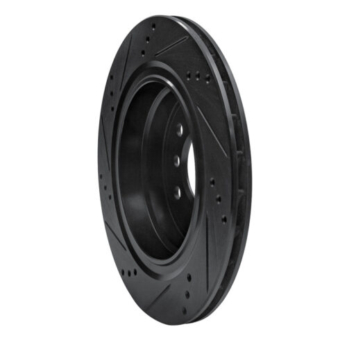 R1 Concepts for 95-99 BMW M3 E36 Left Rear Drilled & Slotted Black Brake Rotor - Image 4