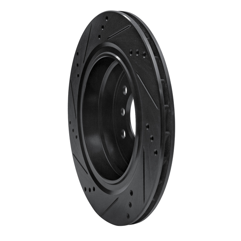 R1 Concepts for 95-99 BMW M3 E36 Left Rear Drilled & Slotted Black Brake Rotor - Image 4