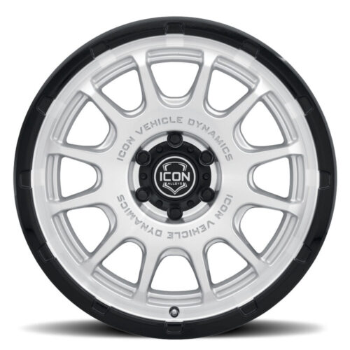 Alternative view of ICON Alloys Rancho 20x9 / 5x150 / 16mm / 5.625in BS Silver Machined w/ Gloss Black Lip Wheel
