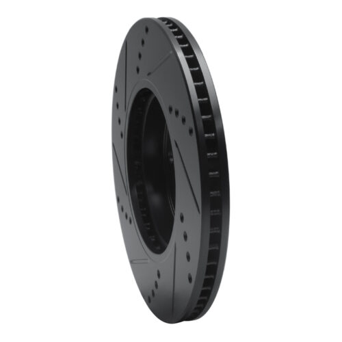 R1 Concepts for 2016-2025 Honda Civic Coupe Front Right Drilled & Slotted Black Brake Rotor - Image 4