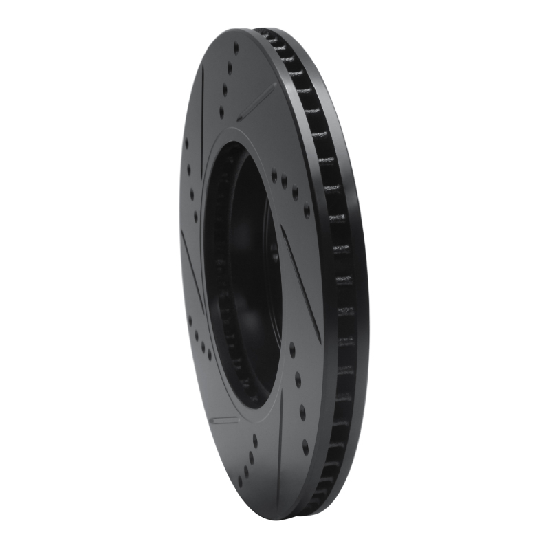 R1 Concepts for 2016-2025 Honda Civic Coupe Front Right Drilled & Slotted Black Brake Rotor - Image 4