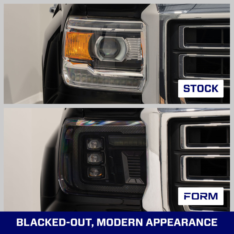 Form Lighting 2014+ GMC Sierra 1500/2500/3500 LED Projector Headlights Amber DRL (Pair) - Image 5