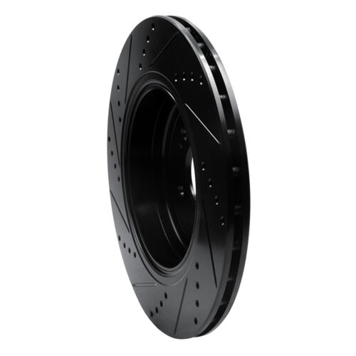 R1 18-25 Genesis G70 Rear Right Drilled & Slotted Black Brake Rotor - Image 4