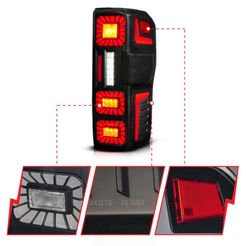 ANZO 23-26 Ford Super Duty LED Tail Light Seq Signal- Black Full- Pair - Image 4