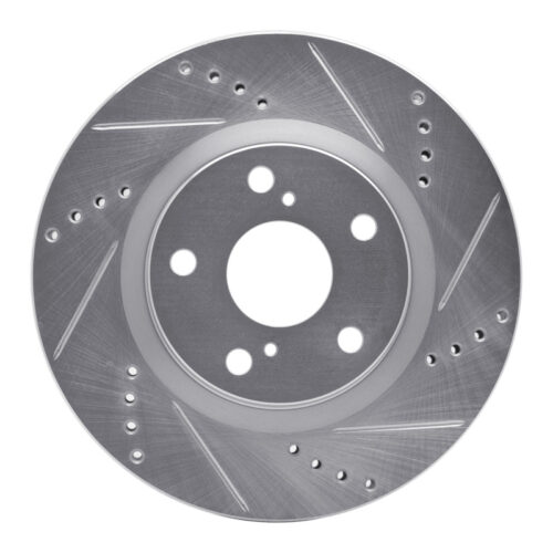 R1 Concepts for 06-20 Lexus ES350 Front Right Drilled & Slotted Silver Brake Rotor