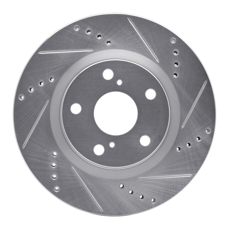 R1 Concepts for 2022-2023 Genesis G70 Front Right Drilled & Slotted Silver Brake Rotor